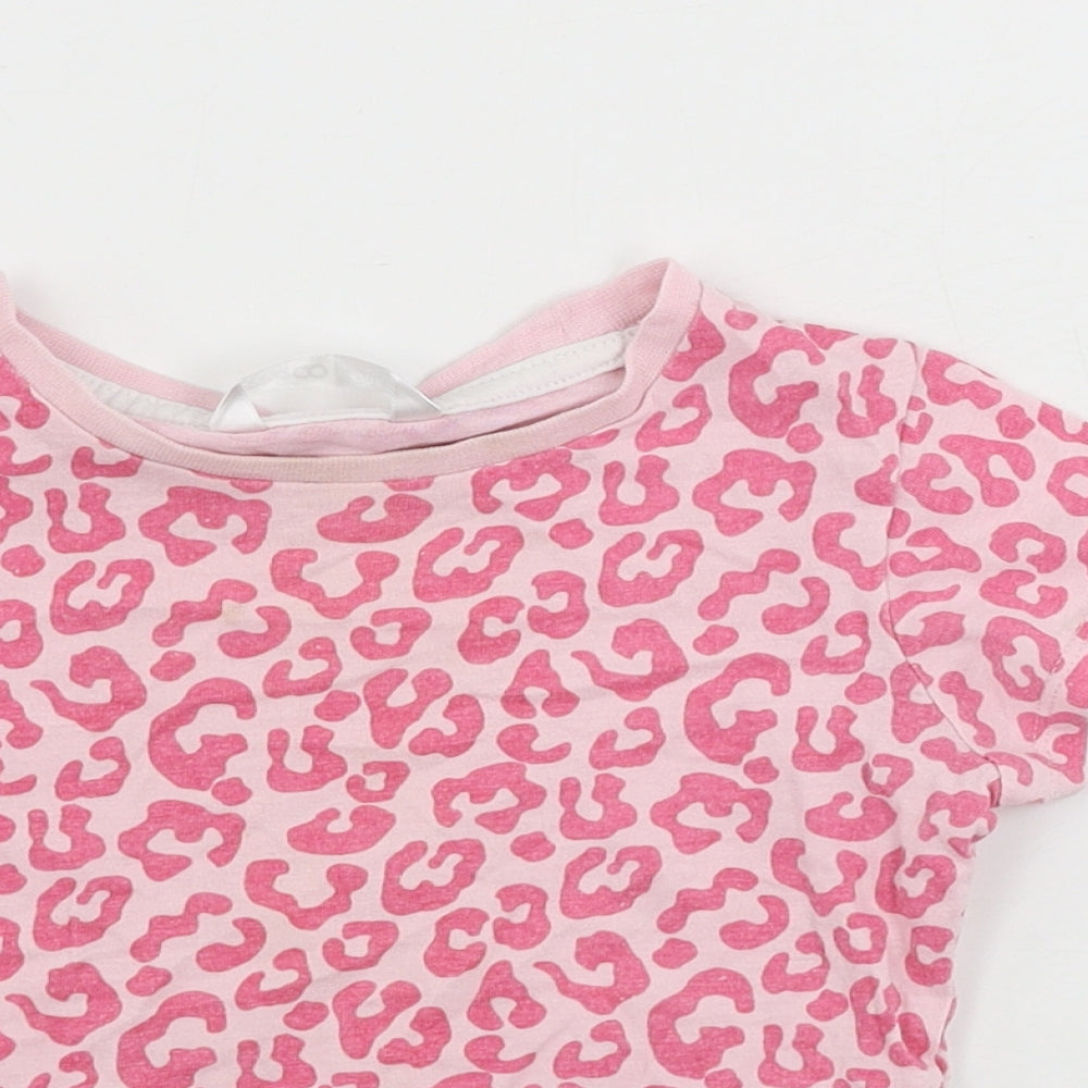 Pep&co      Girls Pink Animal Print  Basic T-Shirt Size 2-3 Years