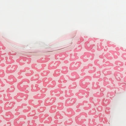 Pep&co      Girls Pink Animal Print  Basic T-Shirt Size 2-3 Years