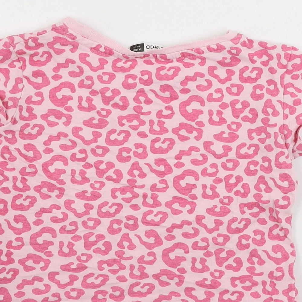 Pep&co      Girls Pink Animal Print  Basic T-Shirt Size 2-3 Years