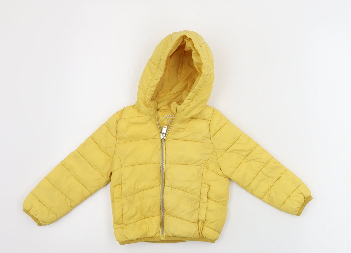 Front view of Primark boys’ yellow jacket coat, size 2, years