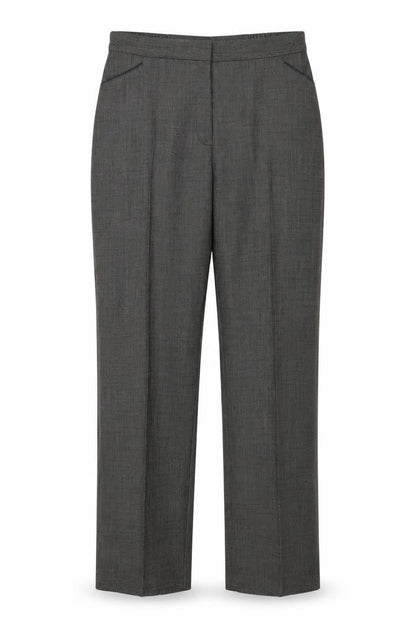 Front view of Marks & Spencer women’s brown trousers, size UK 12, 27-inch leg