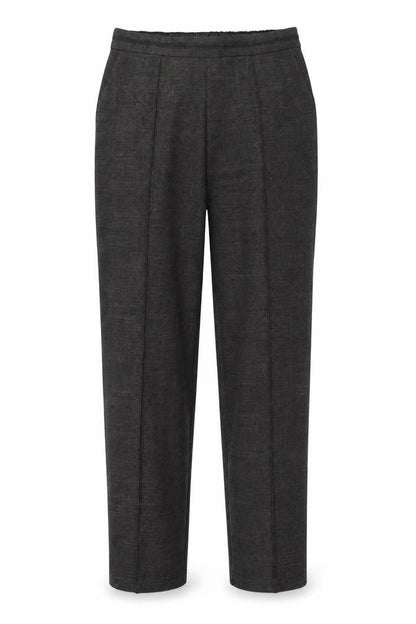 Front view of Marks & Spencer women’s brown trousers, size UK 12, 26-inch leg