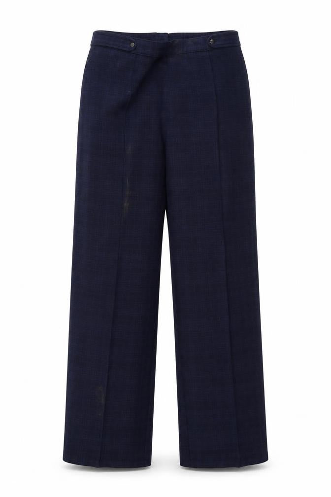 Front view of Marks & Spencer women’s blue trousers, size UK 14, 26-inch leg