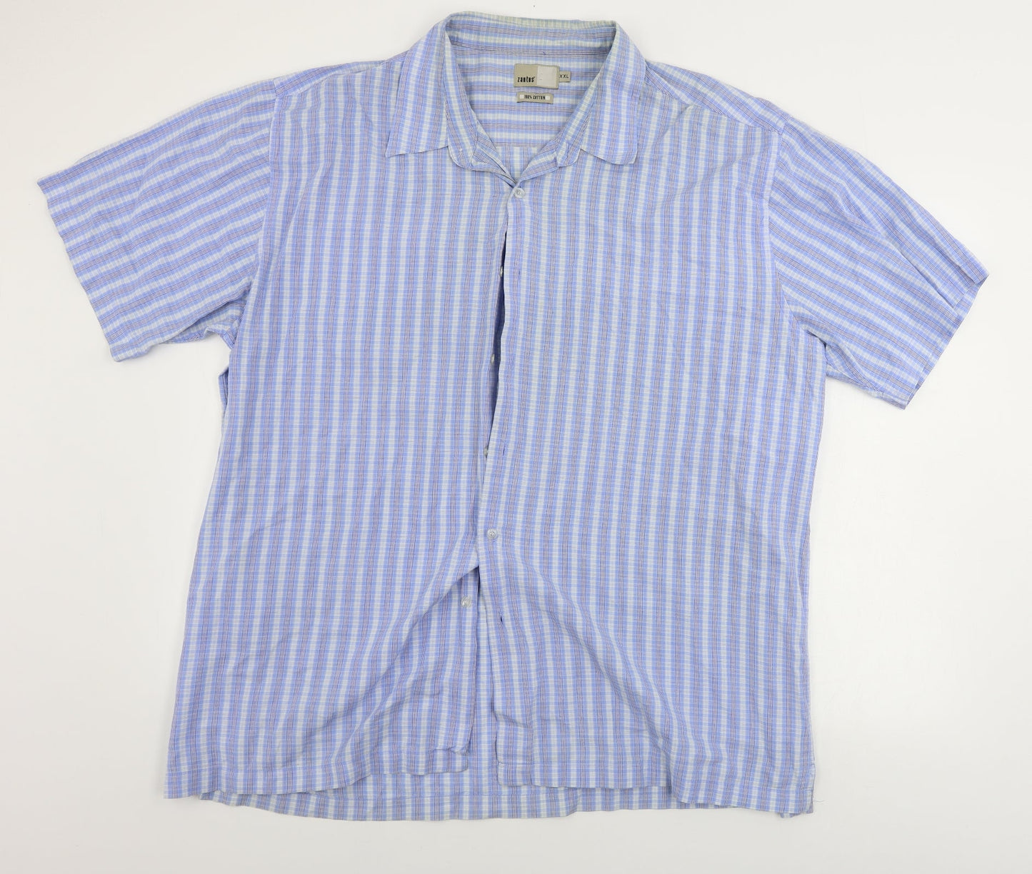ZANTOS Mens Blue Striped   Button-Up Size 2XL