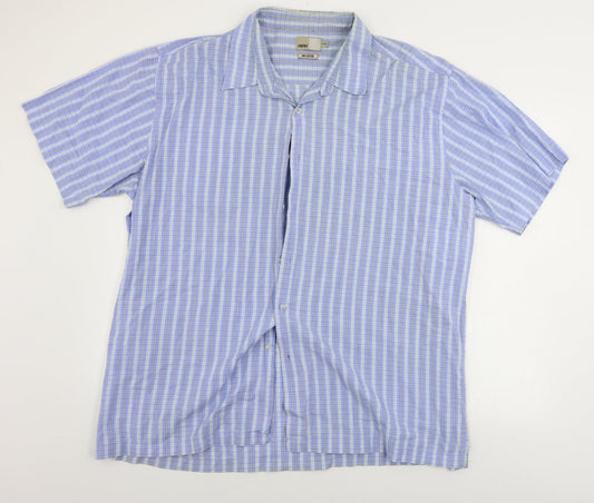 ZANTOS Mens Blue Striped   Button-Up Size 2XL