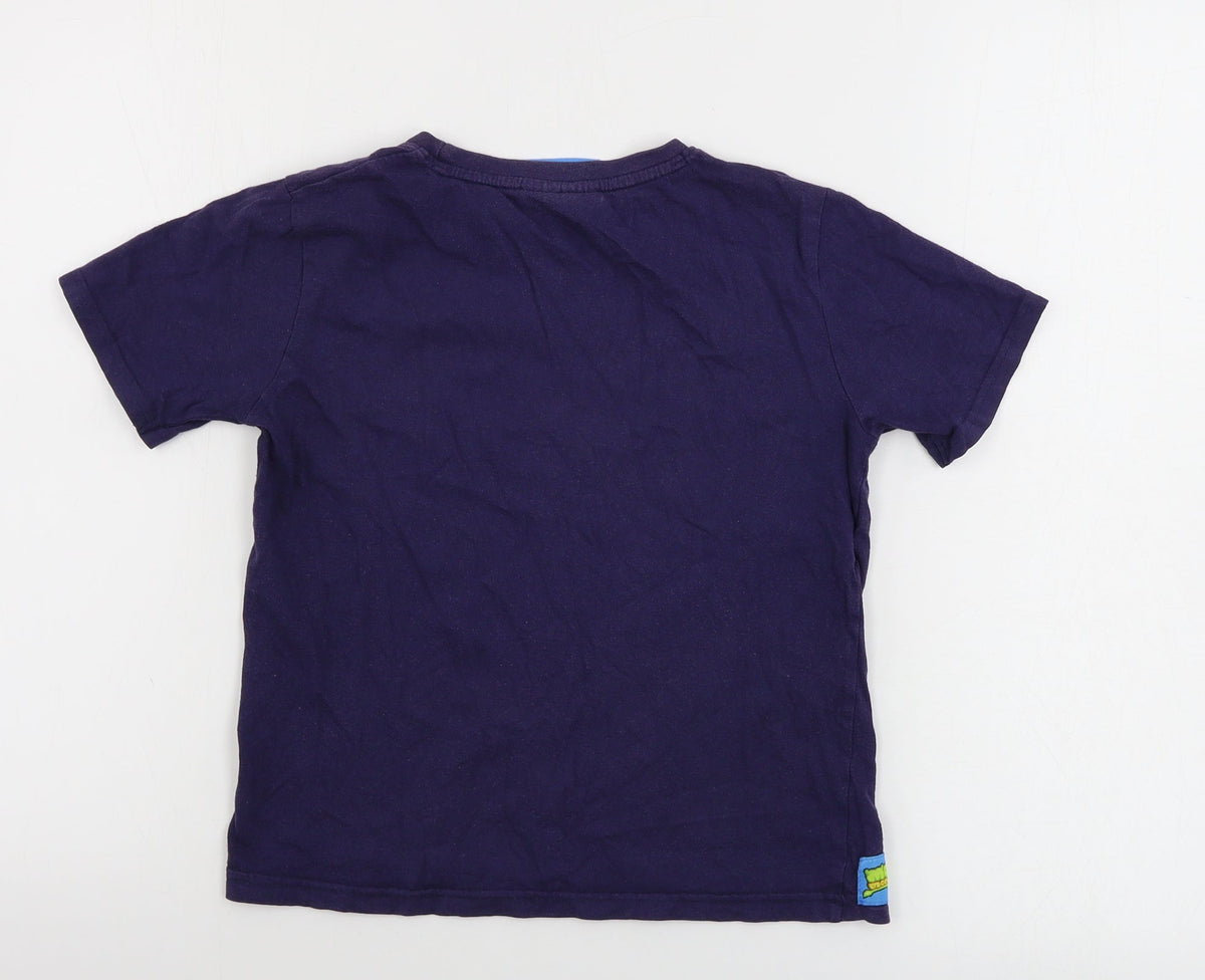 Back view of TESCO boys’ blue basic t-shirt, size 6-7, years - moshi monsters