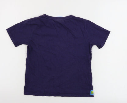 Back view of TESCO boys’ blue basic t-shirt, size 6-7, years - moshi monsters