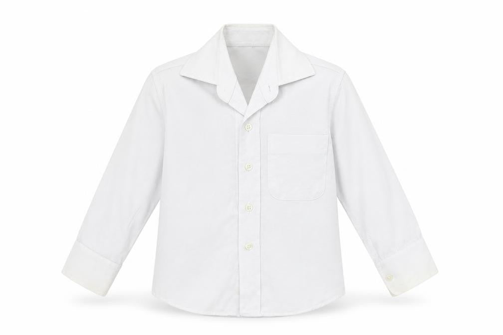 Front view of Angels boys’ white basic button-up, size 9-10, years