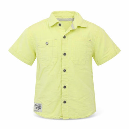 Front view of Next boys’ yellow basic button-up, size 5, years