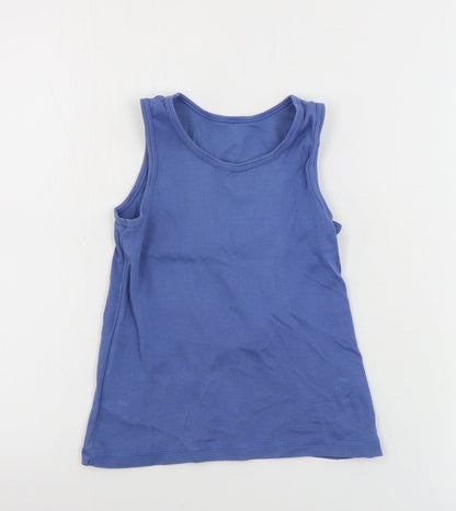 Front view of Nutmeg girls’ blue basic tank, size 7-8, years