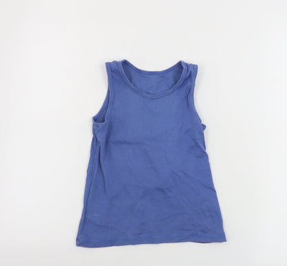 Back view of Nutmeg girls’ blue basic tank, size 7-8, years