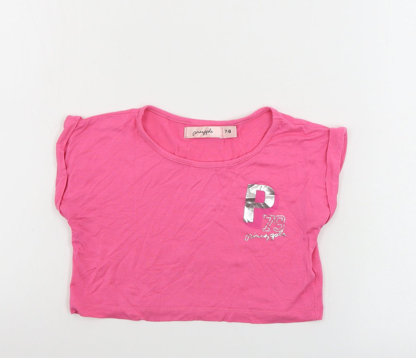 Pineapple  Girls Orange   Basic T-Shirt Size 7-8 Years