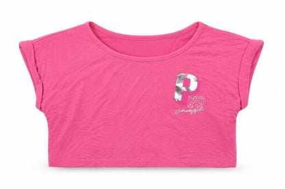 Front view of Pineapple girls’ orange basic t-shirt, size 7-8, years