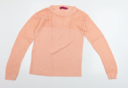 Boohoo  Womens Pink Houndstooth  Pullover Jumper Size M