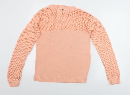 Boohoo  Womens Pink Houndstooth  Pullover Jumper Size M