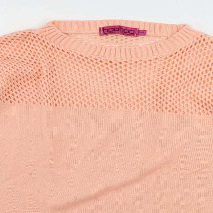 Boohoo  Womens Pink Houndstooth  Pullover Jumper Size M