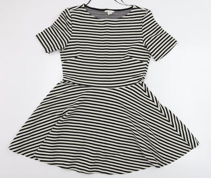 H&M  Womens Beige Striped  A-Line  Size M