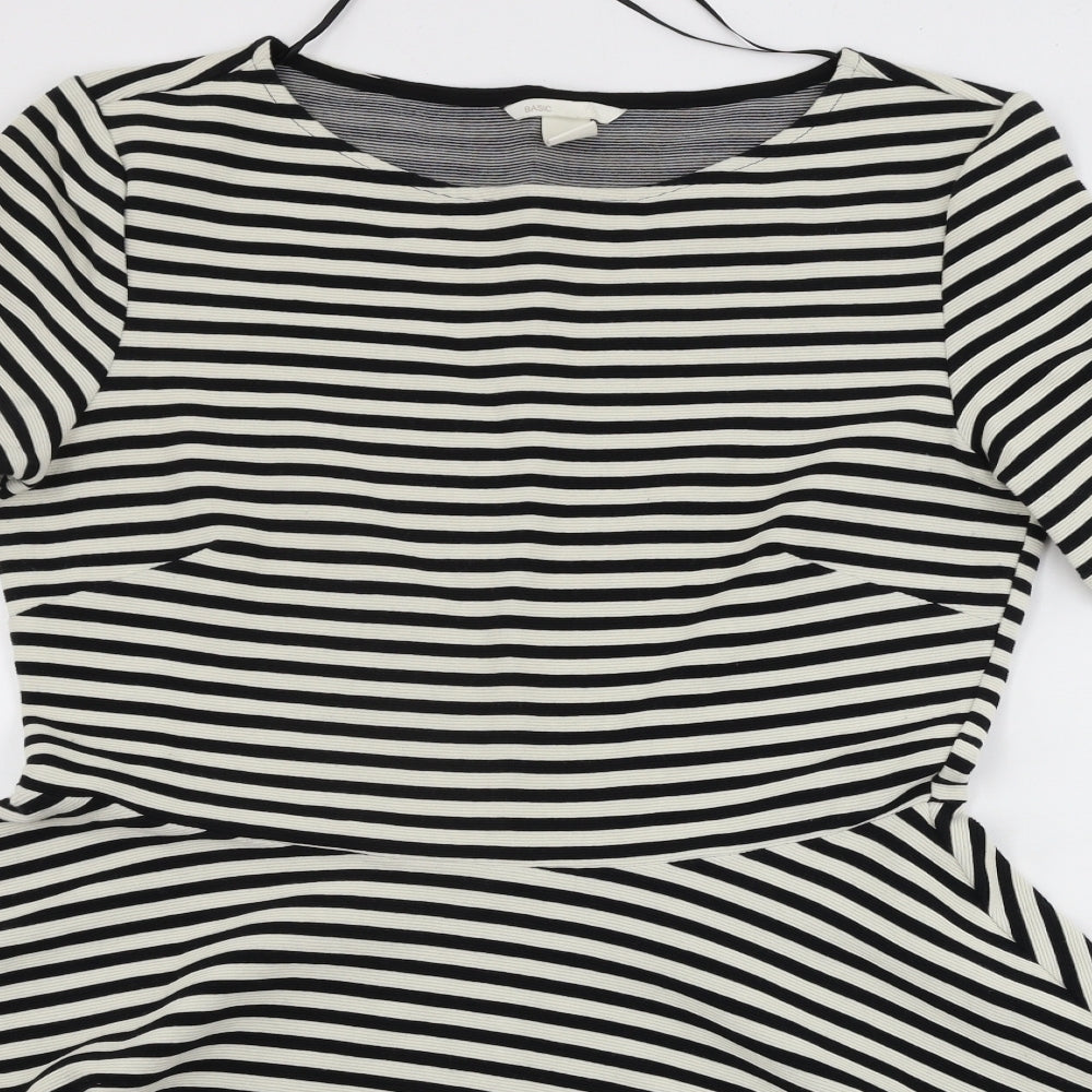 H&M  Womens Beige Striped  A-Line  Size M
