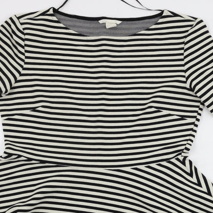 H&M  Womens Beige Striped  A-Line  Size M