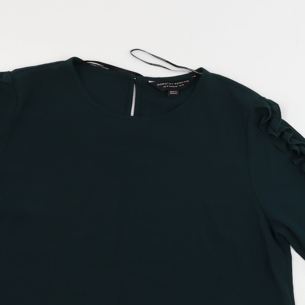 Womens UK Size 12 Dorothy Perkins Green Basic Blouse