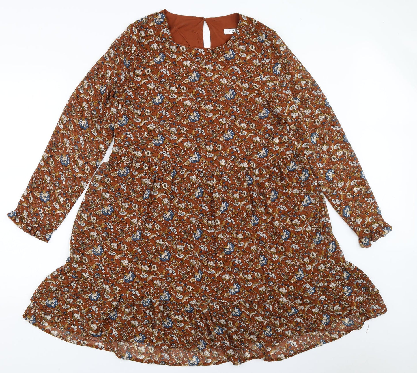 Daphnea Womens Brown Floral  Fit & Flare  Size S