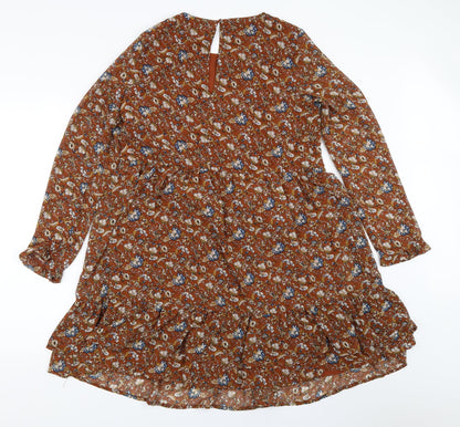 Daphnea Womens Brown Floral  Fit & Flare  Size S