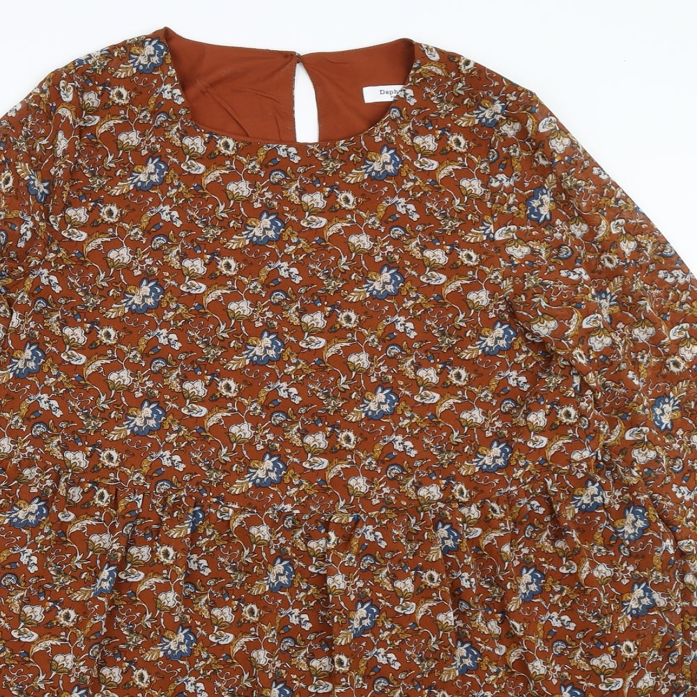 Daphnea Womens Brown Floral  Fit & Flare  Size S