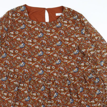 Daphnea Womens Brown Floral  Fit & Flare  Size S