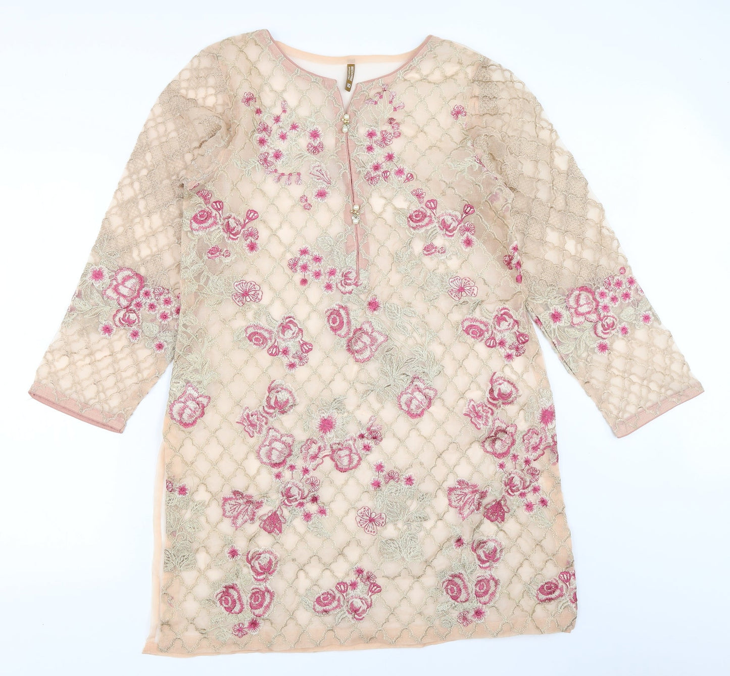 Beechtree Womens Beige   Tunic Blouse Size 10