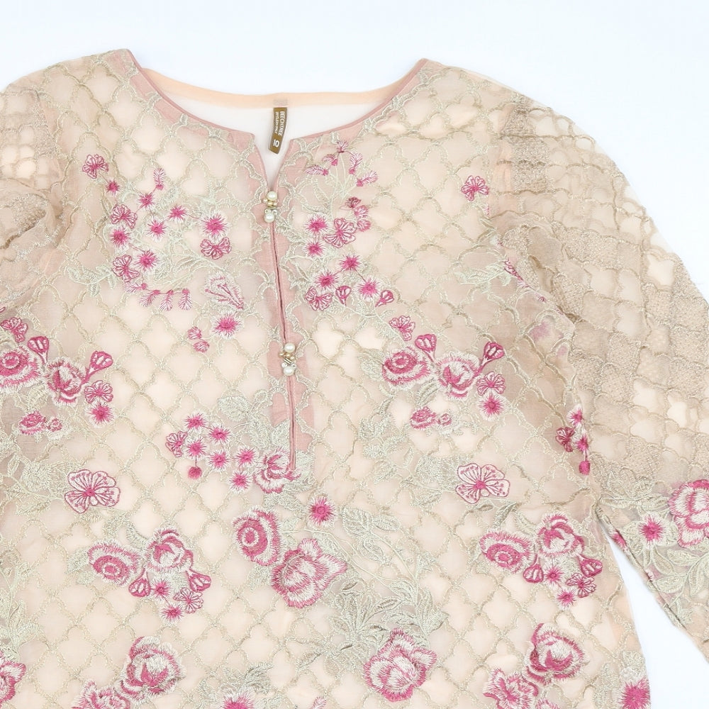 Beechtree Womens Beige   Tunic Blouse Size 10