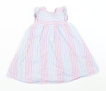 George Girls Blue Striped  Fit & Flare  Size 9-12 Months