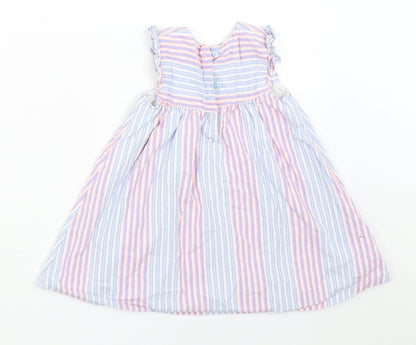 George Girls Blue Striped  Fit & Flare  Size 9-12 Months