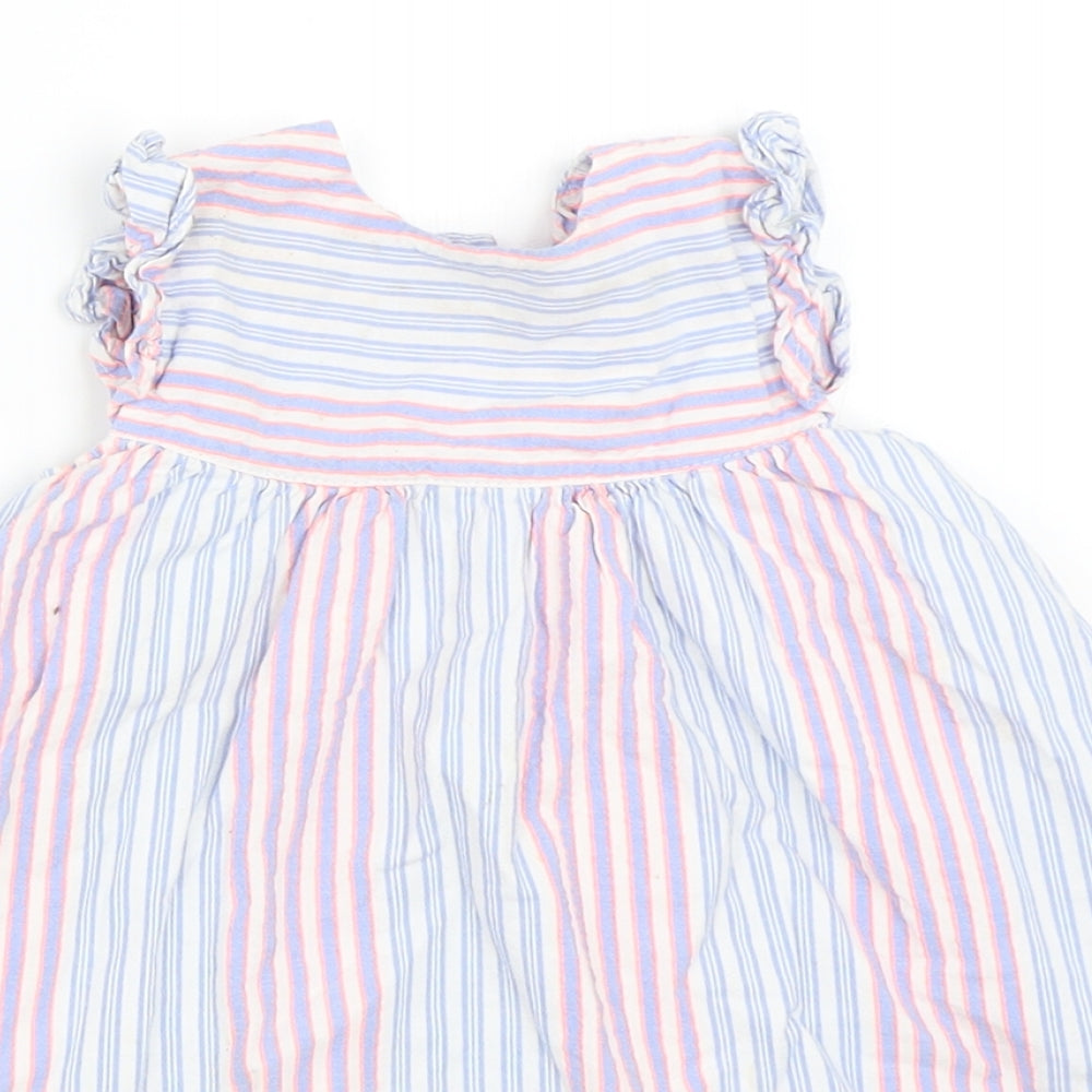 George Girls Blue Striped  Fit & Flare  Size 9-12 Months