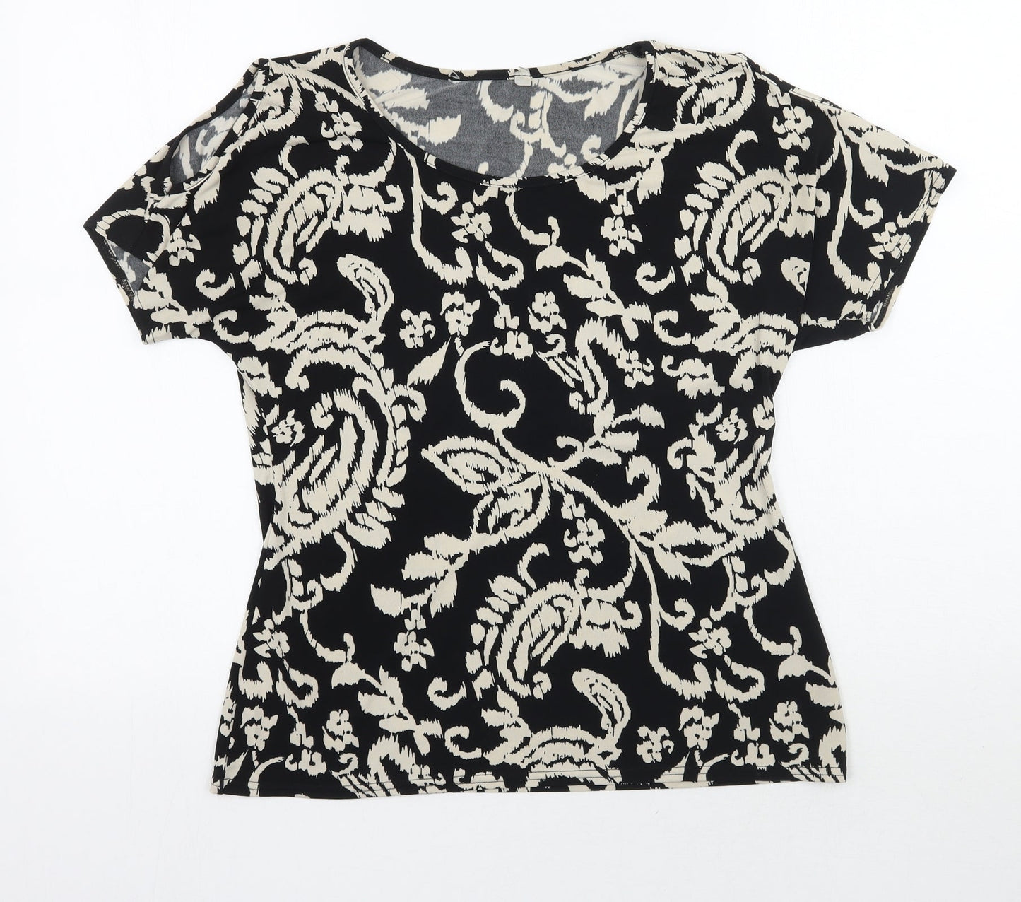 Womens UK Size 10 Peacocks Black Basic T-Shirt