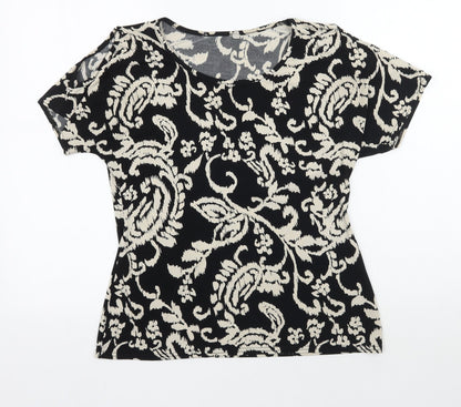 Womens UK Size 10 Peacocks Black Basic T-Shirt