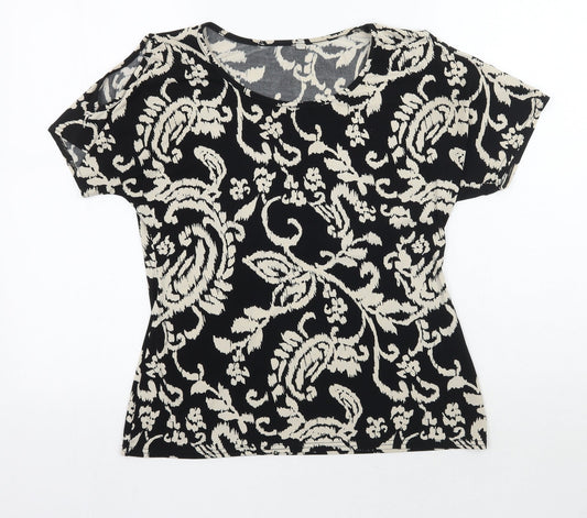 Womens UK Size 10 Peacocks Black Basic T-Shirt