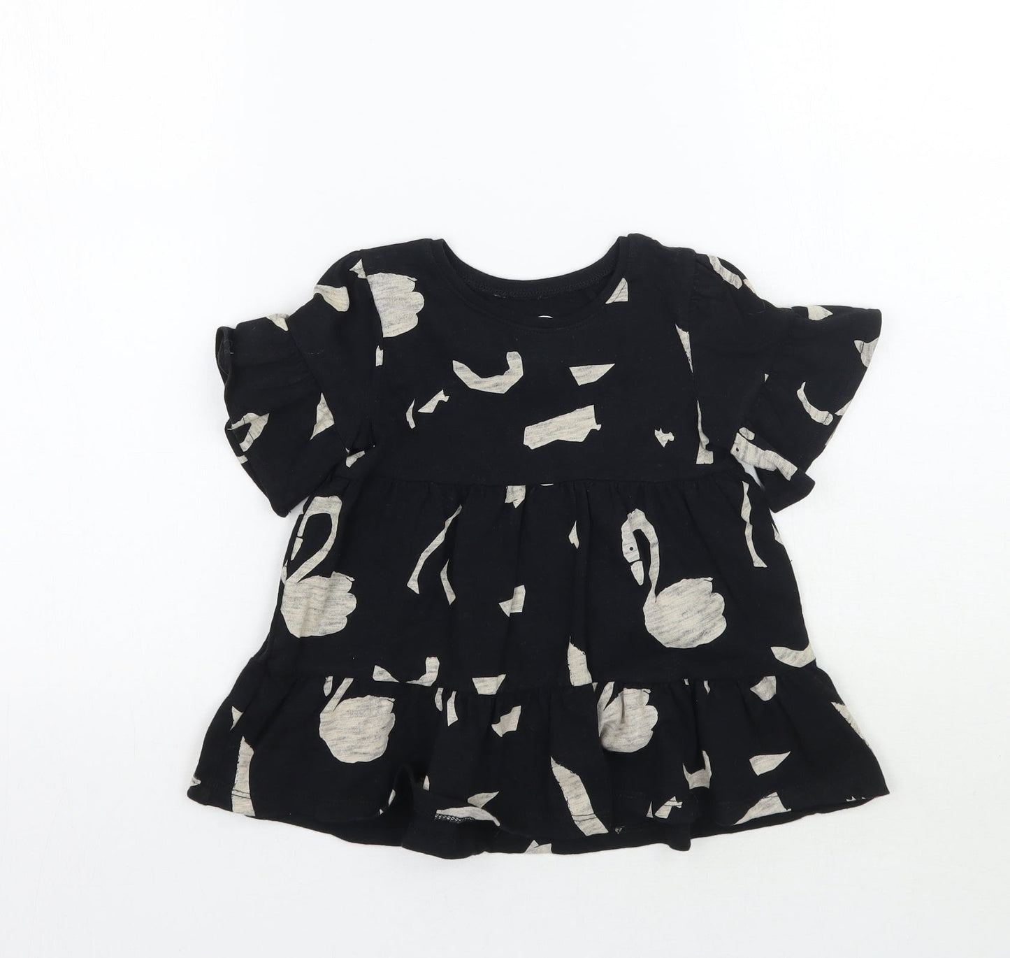 NEXT Girls Black Animal Print  Basic T-Shirt Size 2 Years