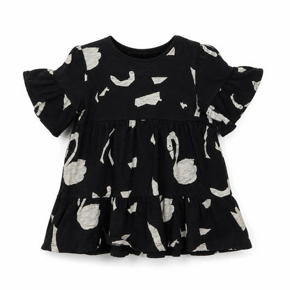 Front view of Next girls’ black animal print basic t-shirt, size 2, years