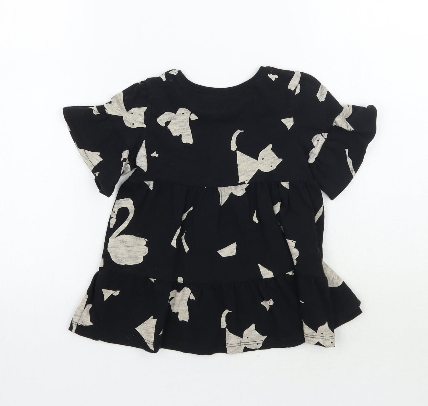 NEXT Girls Black Animal Print  Basic T-Shirt Size 2 Years