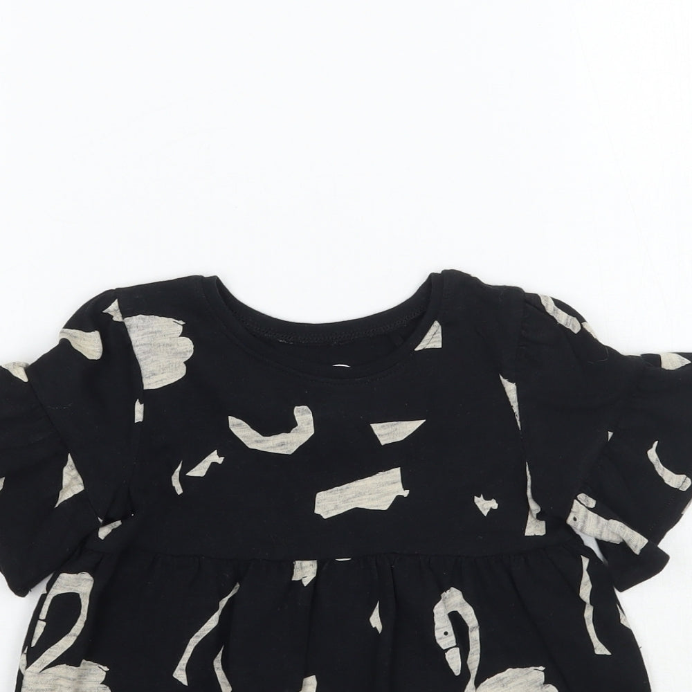 NEXT Girls Black Animal Print  Basic T-Shirt Size 2 Years