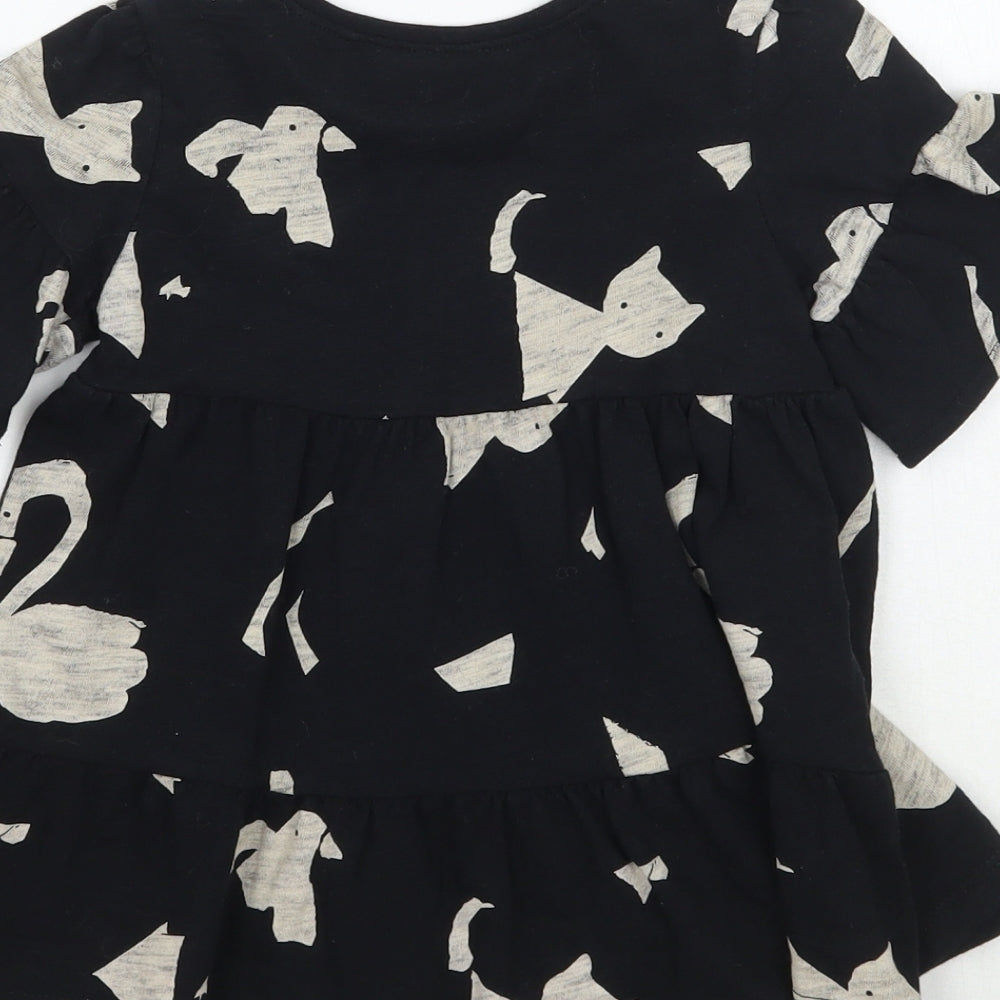NEXT Girls Black Animal Print  Basic T-Shirt Size 2 Years