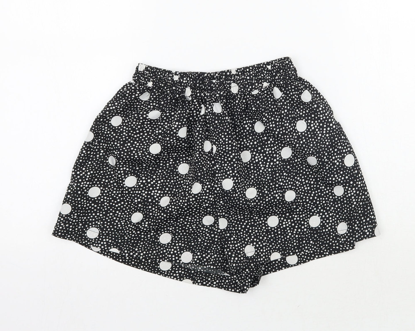 Boohoo Womens Black Polka Dot  Sweat Shorts Size 10