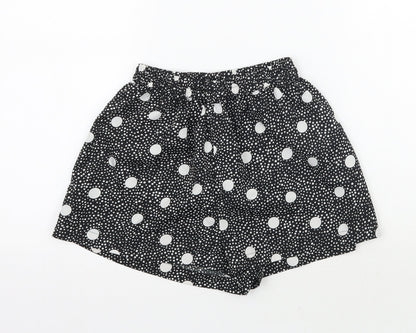 Boohoo Womens Black Polka Dot  Sweat Shorts Size 10