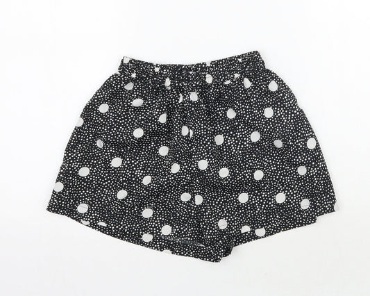 Boohoo Womens Black Polka Dot  Sweat Shorts Size 10