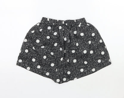Boohoo Womens Black Polka Dot  Sweat Shorts Size 10