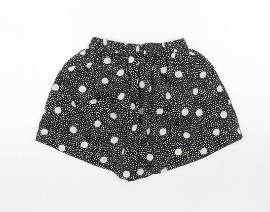 Boohoo Womens Black Polka Dot  Sweat Shorts Size 10