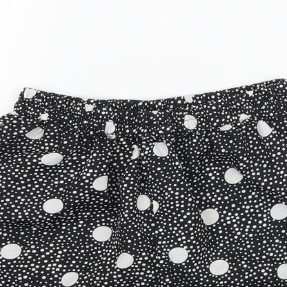 Boohoo Womens Black Polka Dot  Sweat Shorts Size 10