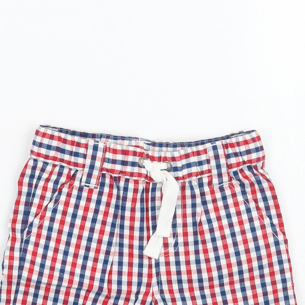 Disney Boys Red Check  Capri Trousers Size 9-12 Months