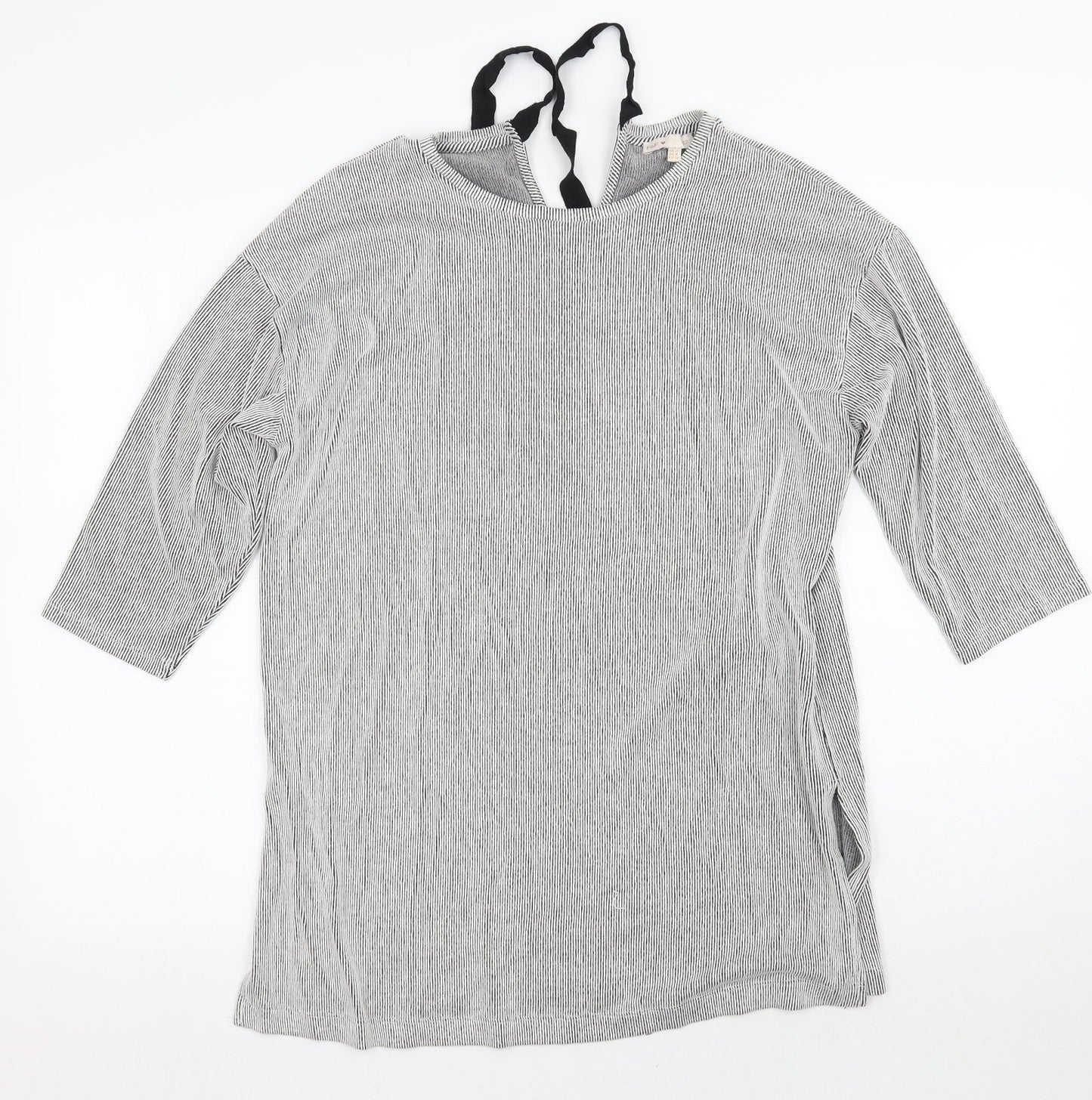 F&F Womens Grey Striped  Pullover Jumper Size 12