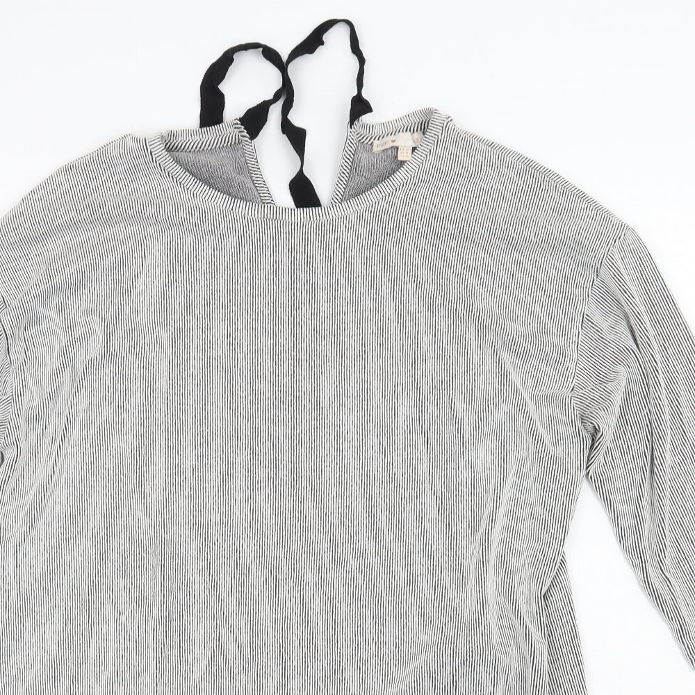 F&F Womens Grey Striped  Pullover Jumper Size 12